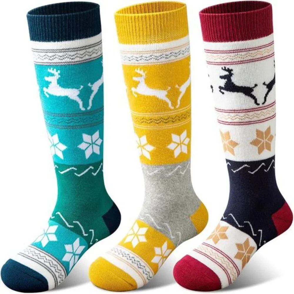 3 Pairs Kids Ski Socks Thick Warm for Winter Snow Skiing Snowboard Sports